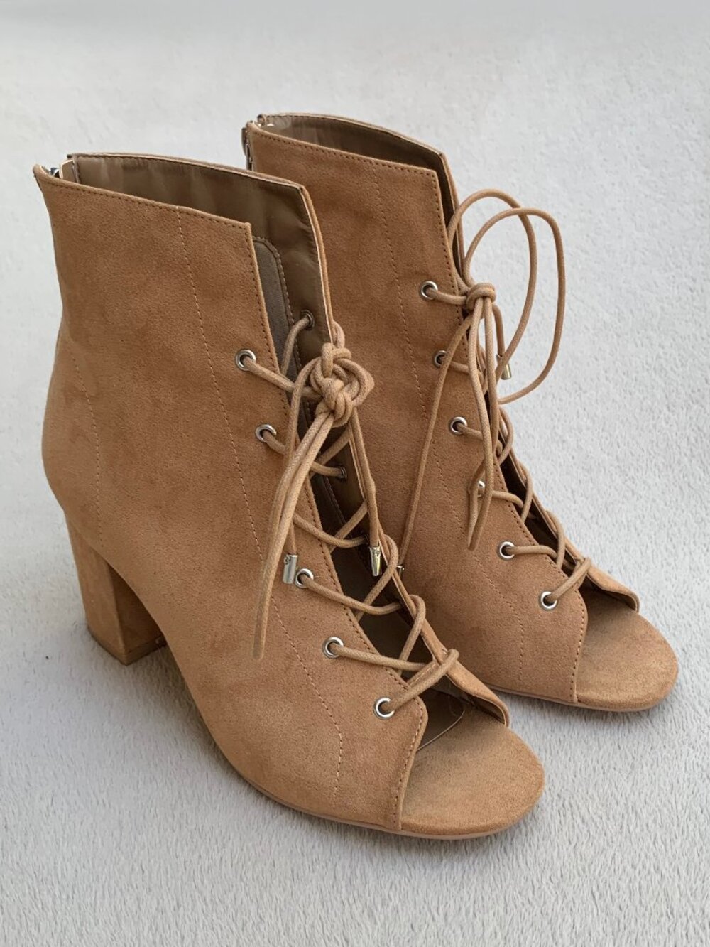 Guess GW Daly Peep Toe Lace-Up Booties